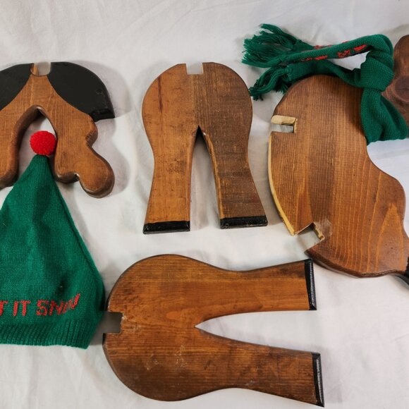 Handmade Christmas Wooden Reindeer "Let It Snow" Swag Easy Assemble Fast Ship - Picture 10 of 14